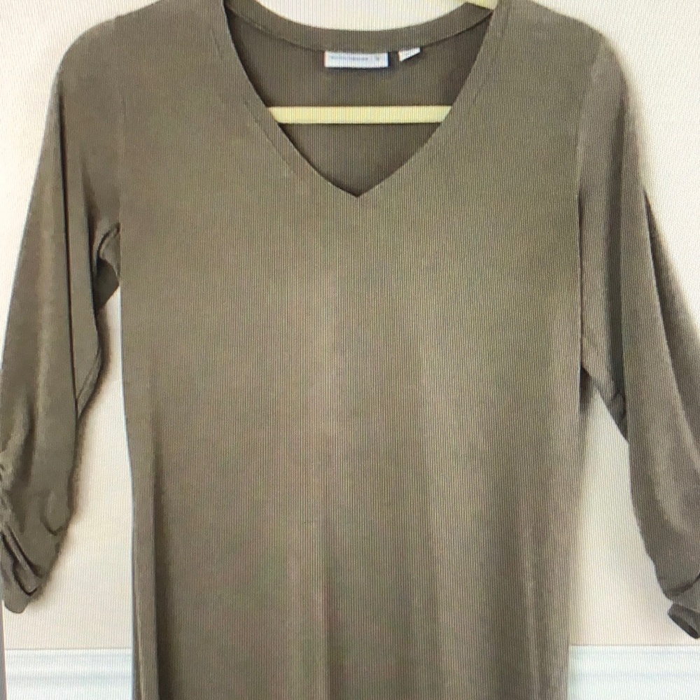 Susan Graver Liquid Knit Ruched Sleeve Tunic